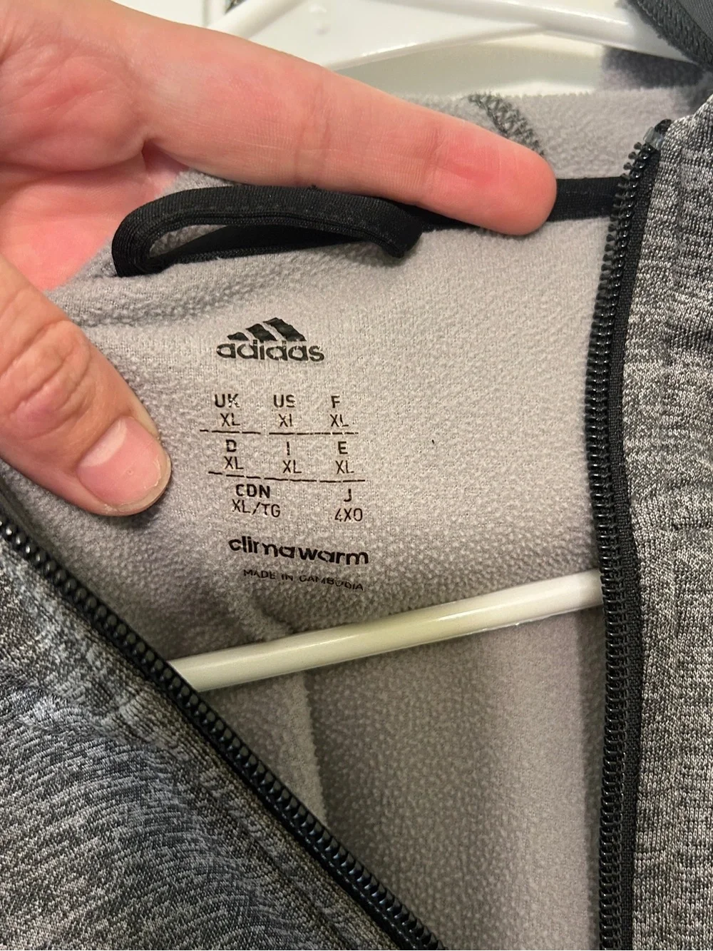 Adidas Dark Gray Full-Zip Hoodie Jacket